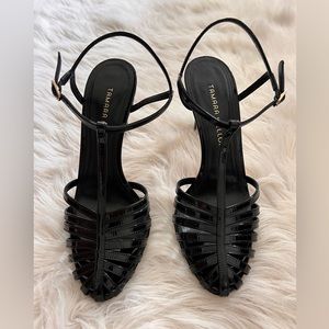 Tamara Mellon Studio 54 T-Strap Patent Leather High Heel Sandals